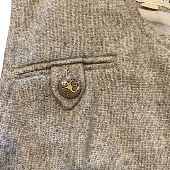 Vintage mid century 50s wool sleeveless grey red twee dress Academia winter chic - Picture 4 of 8